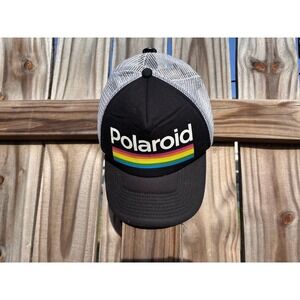 This Polaroid Men's Trucker Baseball Adjustable Cap features the iconic rainbow